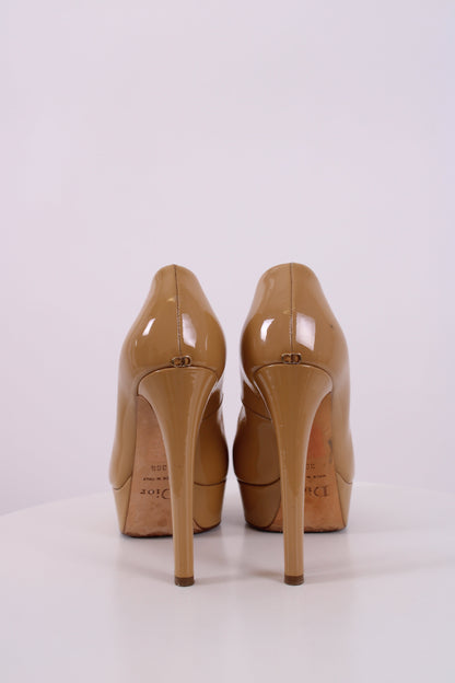 Christian Dior Beige Peep Toe Heels | DEFAULT TITLE, Beige