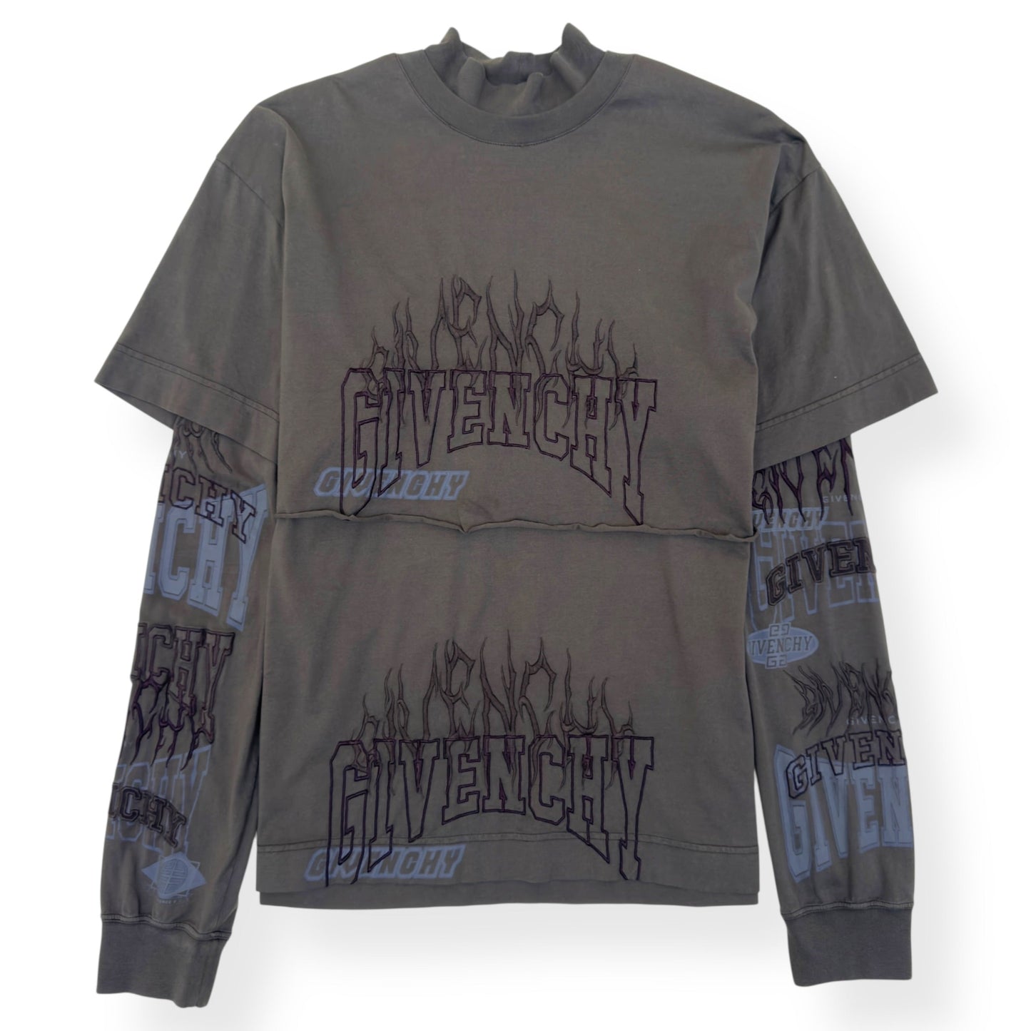 GIVENCHY LAYERED GRAPHIC LONG-SLEEVE BALACLAVA T-SHIRT KHAKI L | Large, Khaki