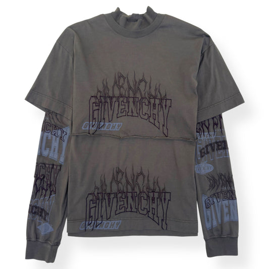 GIVENCHY LAYERED GRAPHIC LONG-SLEEVE BALACLAVA T-SHIRT KHAKI L | Large, Khaki