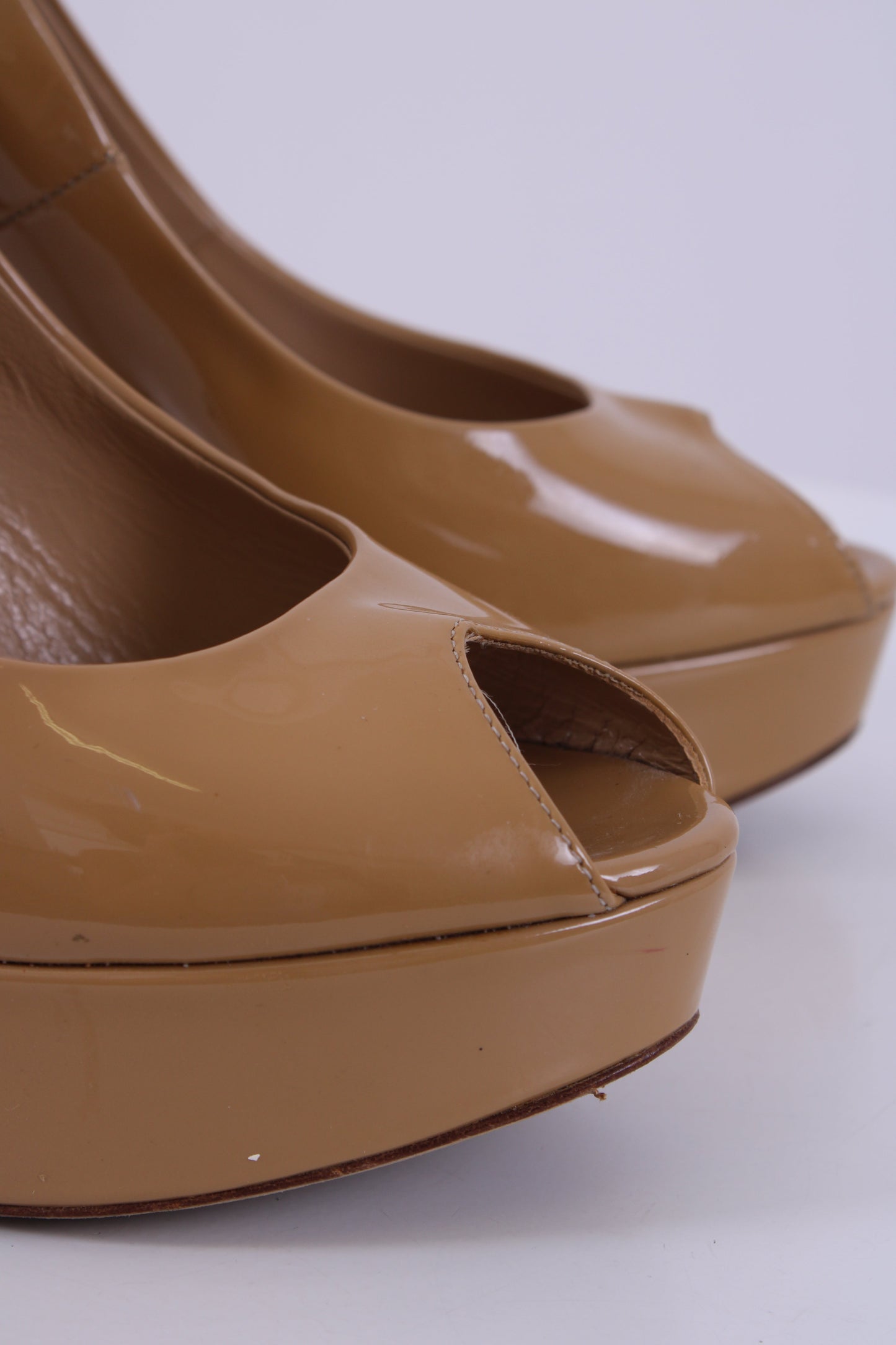 Christian Dior Beige Peep Toe Heels | DEFAULT TITLE, Beige