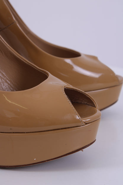Christian Dior Beige Peep Toe Heels | DEFAULT TITLE, Beige
