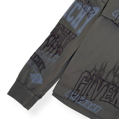 GIVENCHY LAYERED GRAPHIC LONG-SLEEVE BALACLAVA T-SHIRT KHAKI L | Large, Khaki