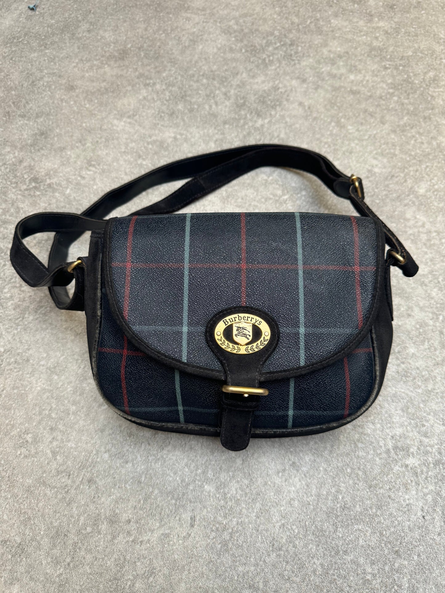 Burberry Navy Plaid Cross Body Bag