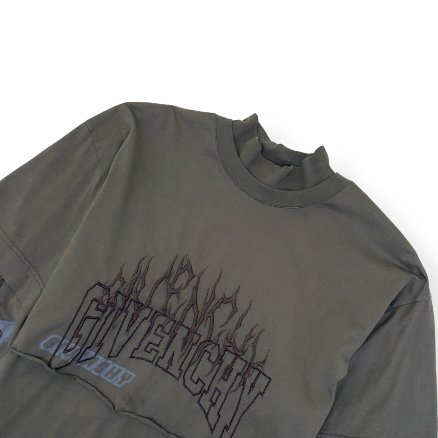 GIVENCHY LAYERED GRAPHIC LONG-SLEEVE BALACLAVA T-SHIRT KHAKI L | Large, Khaki
