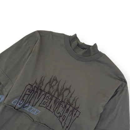 GIVENCHY LAYERED GRAPHIC LONG-SLEEVE BALACLAVA T-SHIRT KHAKI L | Large, Khaki