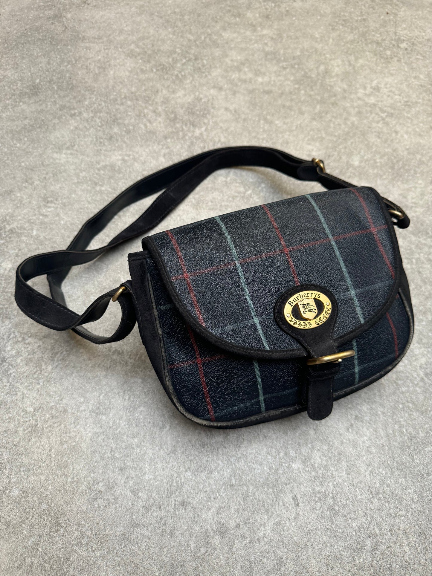 Burberry Navy Plaid Cross Body Bag