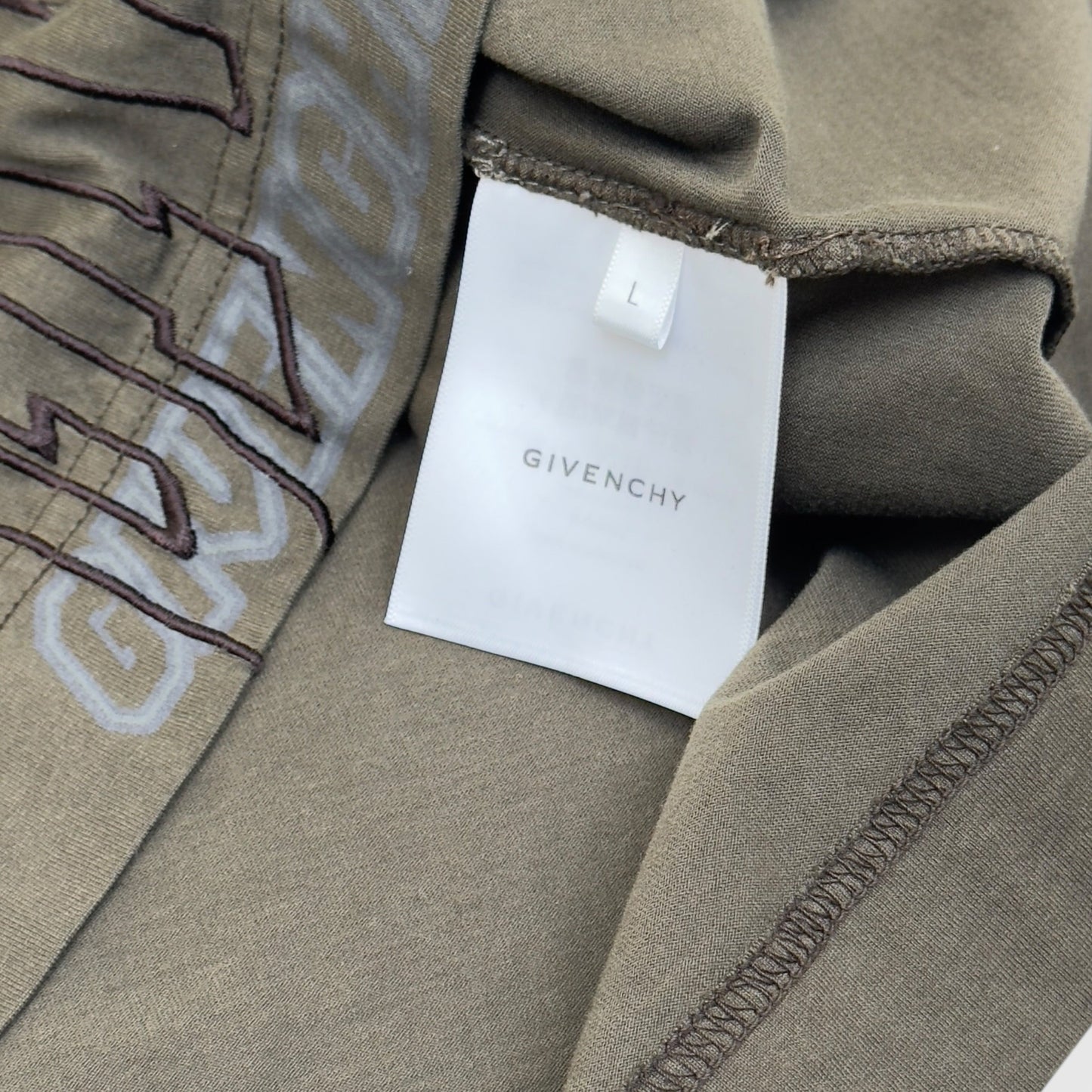 GIVENCHY LAYERED GRAPHIC LONG-SLEEVE BALACLAVA T-SHIRT KHAKI L | Large, Khaki