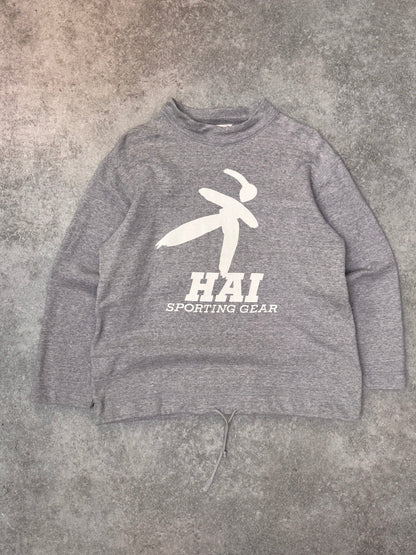 Issey Miyake Hai Sporting Gear Drawstring Grey Graphic Sweatshirt