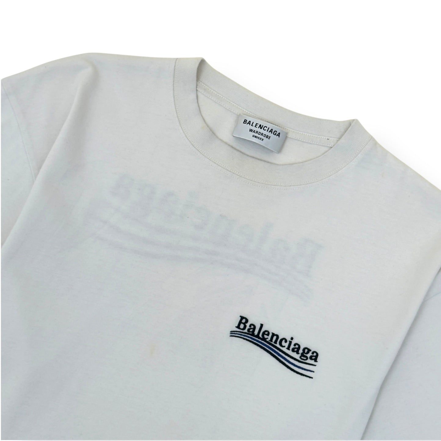 BALENCIAGA POLITICAL LOGO T-SHIRT WHITE XS | XS, White