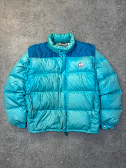 Vintage Moncler Detachable Sleeve Blue Quilted Puffer Down Jacket