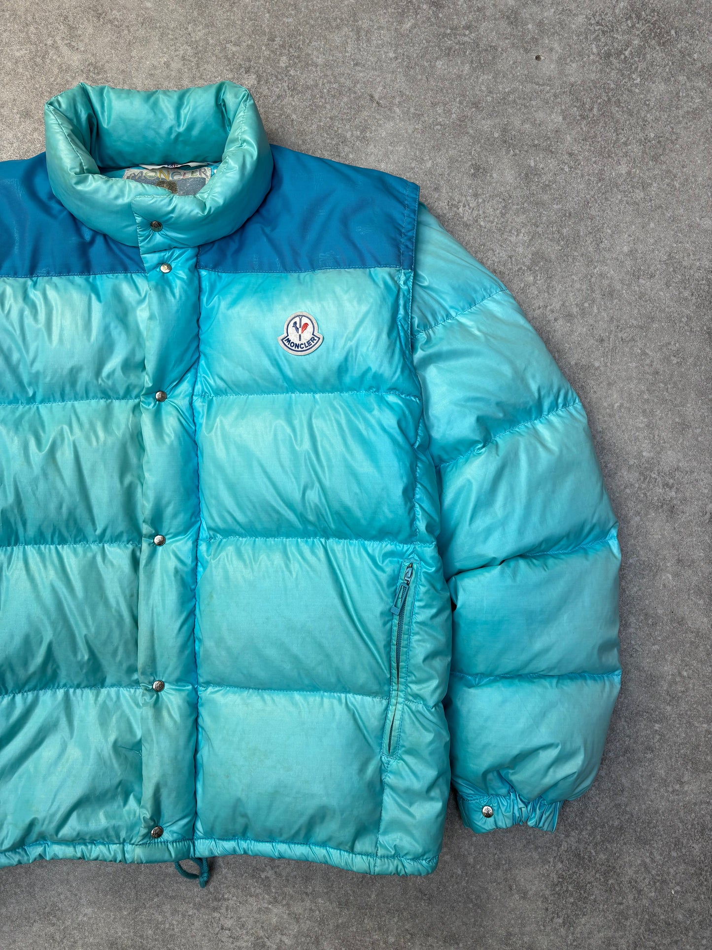 Vintage Moncler Detachable Sleeve Blue Quilted Puffer Down Jacket