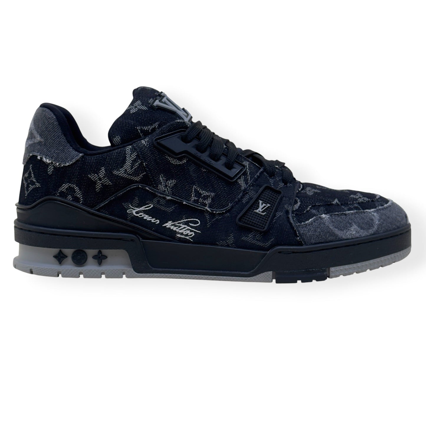 LOUIS VUITTON LV TRAINER MONOGRAM DENIM SNEAKER BLACK UK8 | UK 8, Black