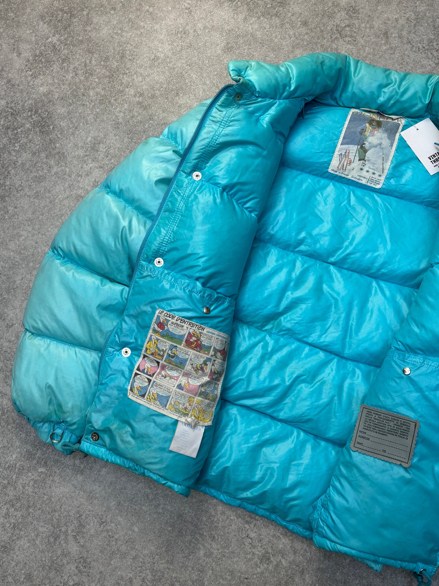 Vintage Moncler Detachable Sleeve Blue Quilted Puffer Down Jacket