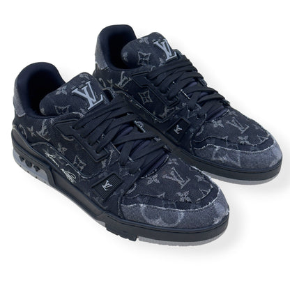 LOUIS VUITTON LV TRAINER MONOGRAM DENIM SNEAKER BLACK UK8 | UK 8, Black