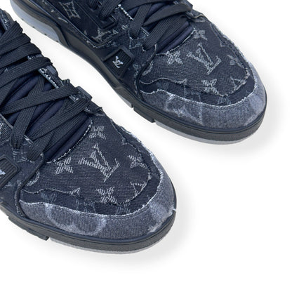 LOUIS VUITTON LV TRAINER MONOGRAM DENIM SNEAKER BLACK UK8 | UK 8, Black