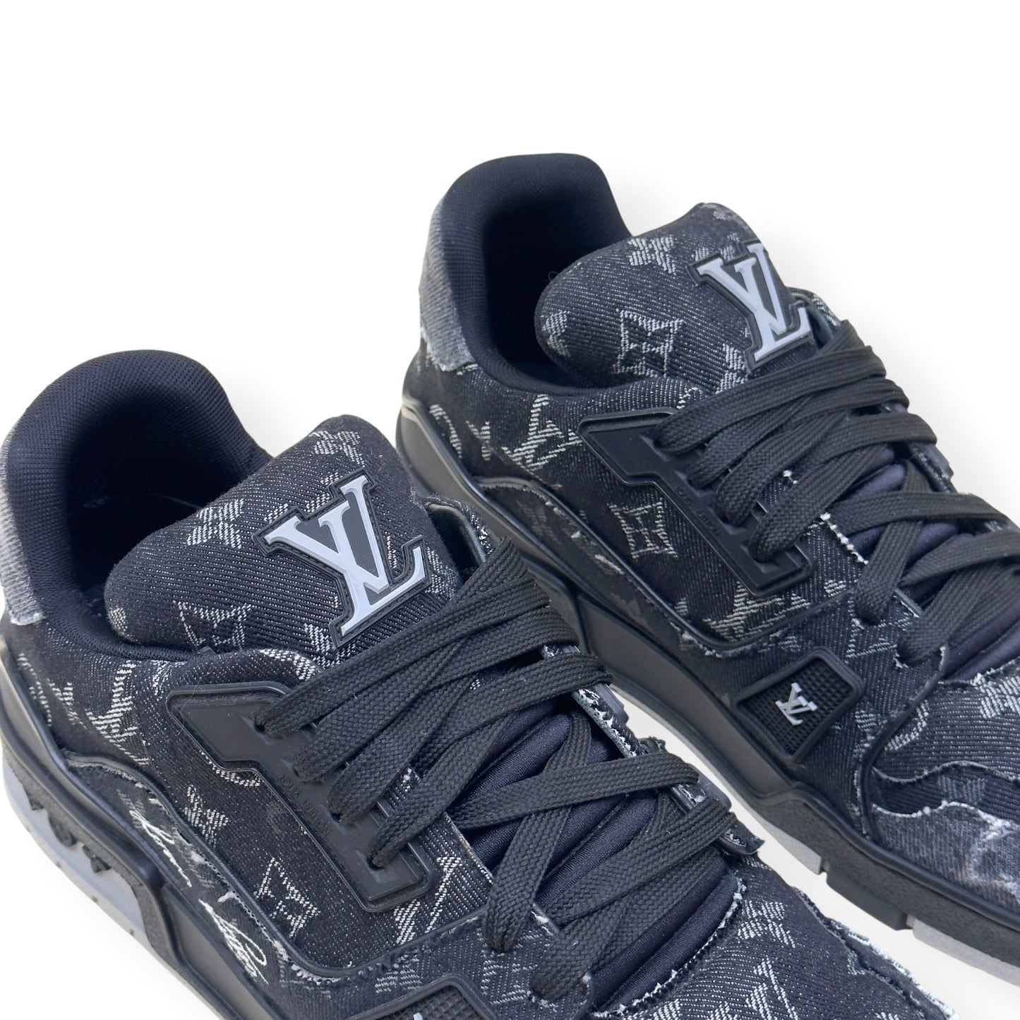 LOUIS VUITTON LV TRAINER MONOGRAM DENIM SNEAKER BLACK UK8 | UK 8, Black