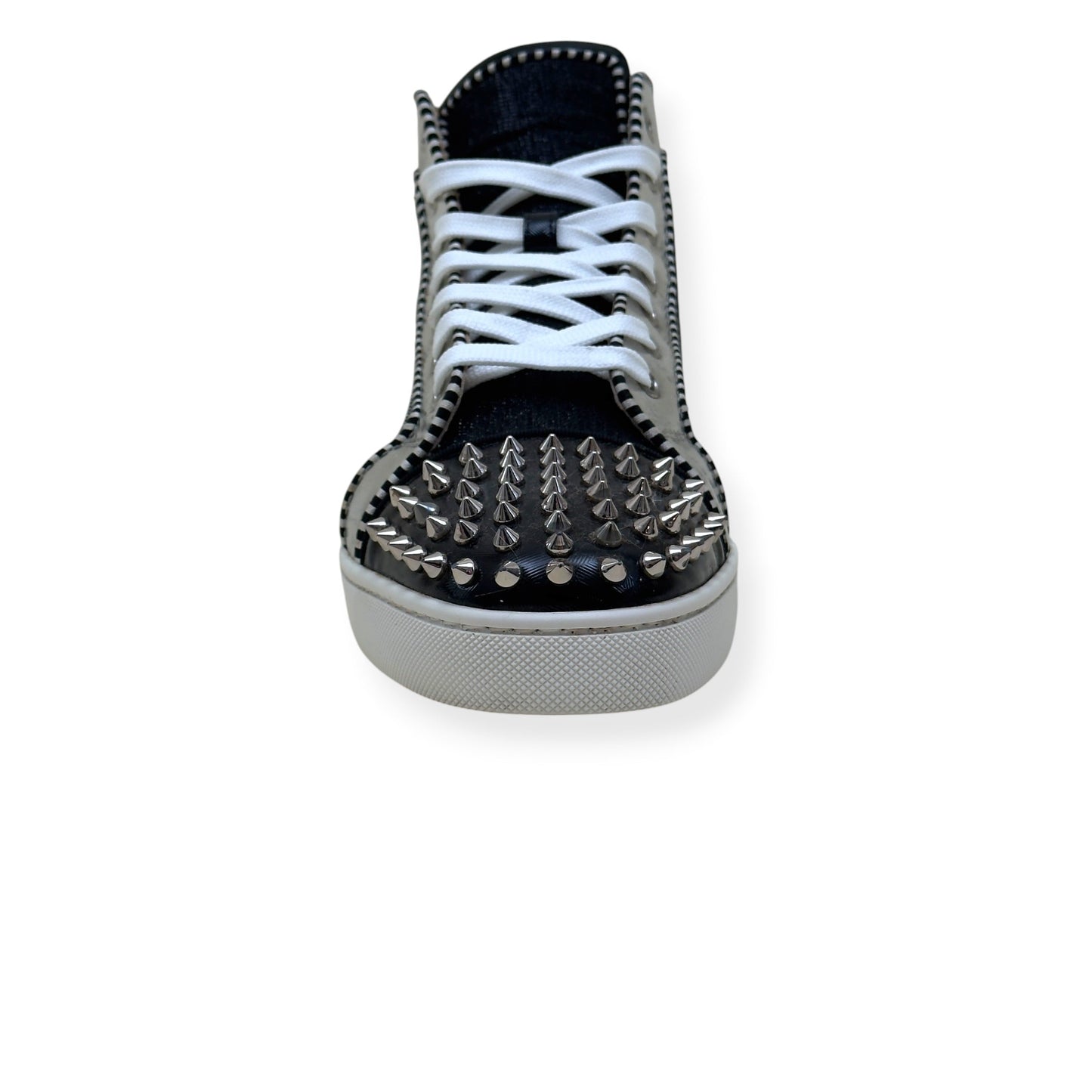 CHRISTIAN LOUBOUTIN LOUIS SPIKES HIGH TOP SNEAKER BLACK / SILVER 42 / UK8 | UK 8, Black