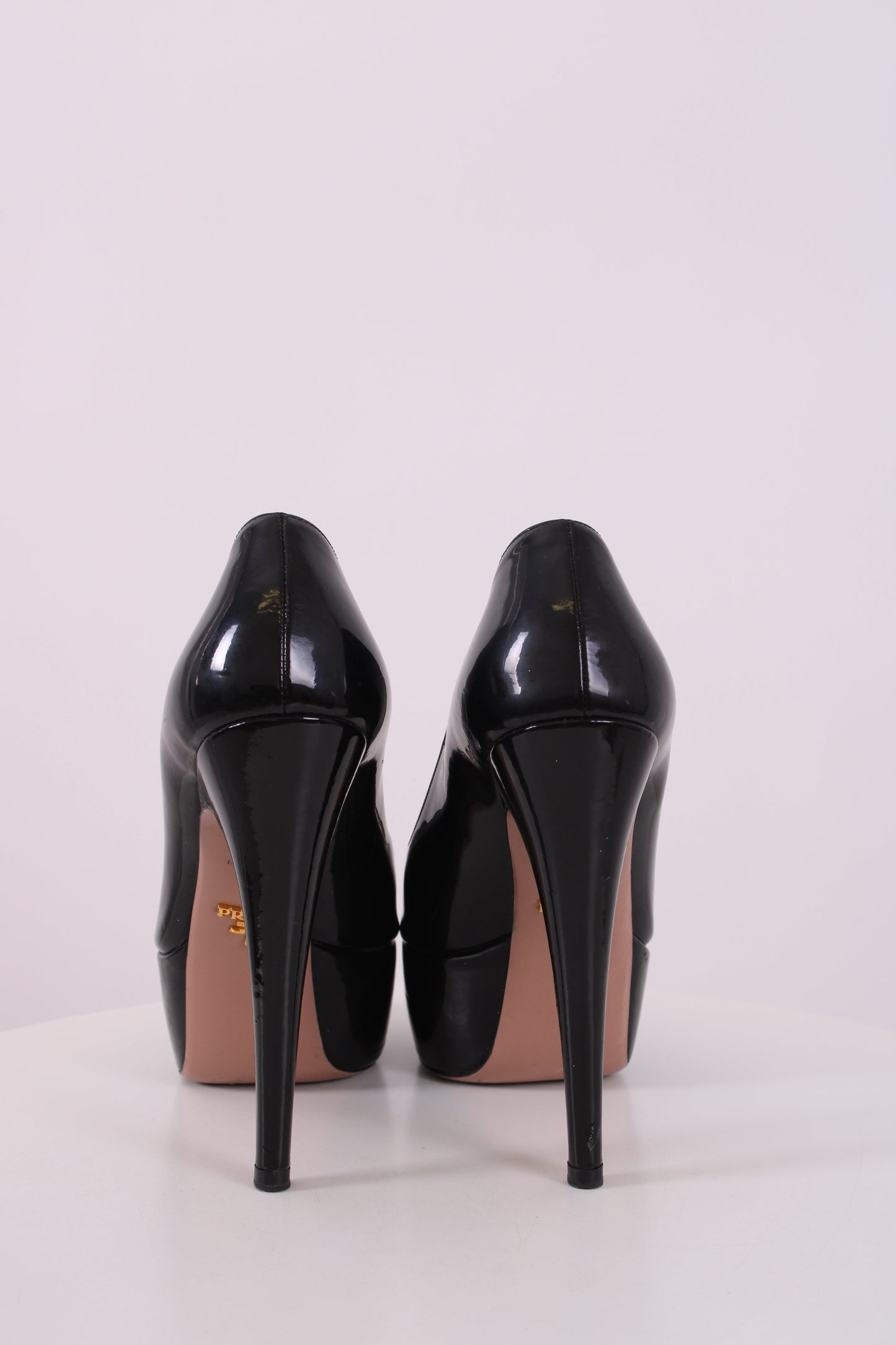 Prada Black Patent Peep Toe Black | DEFAULT TITLE, Black