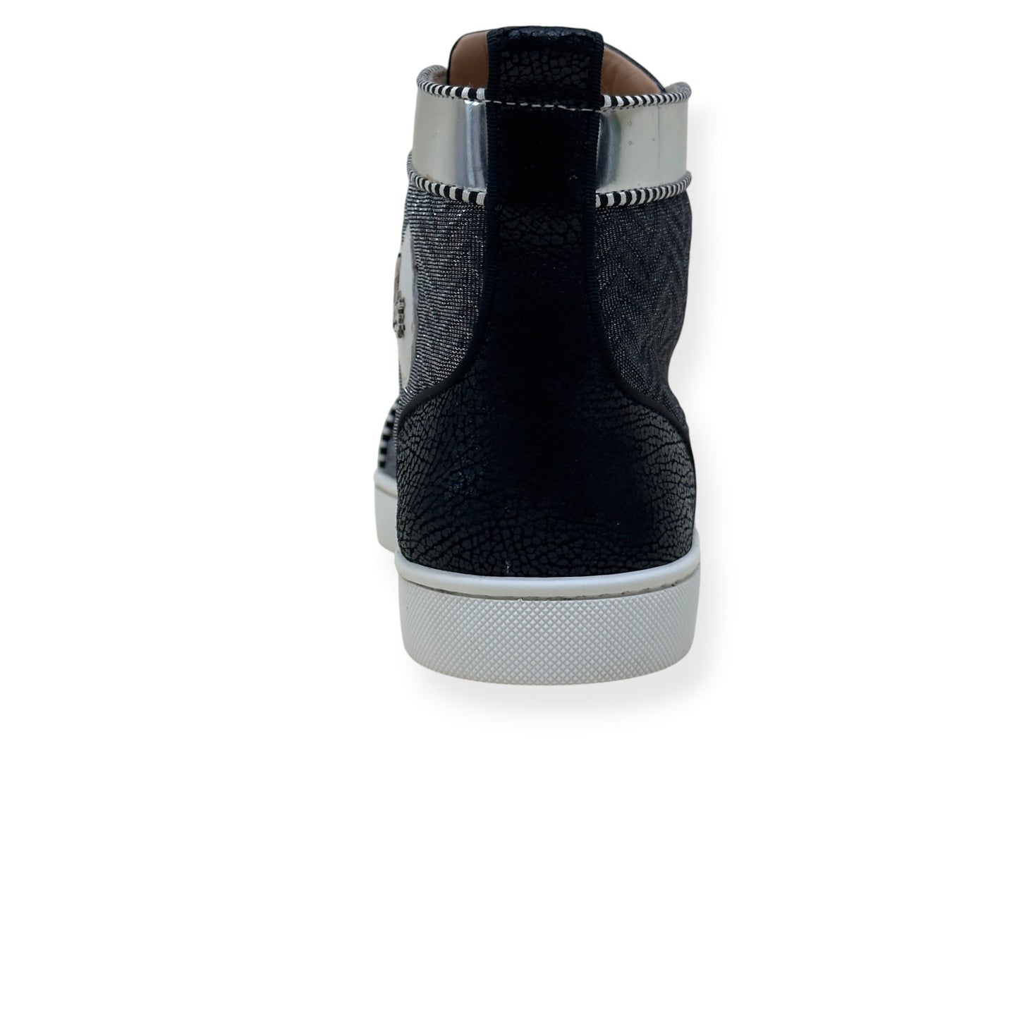 CHRISTIAN LOUBOUTIN LOUIS SPIKES HIGH TOP SNEAKER BLACK / SILVER 42 / UK8 | UK 8, Black