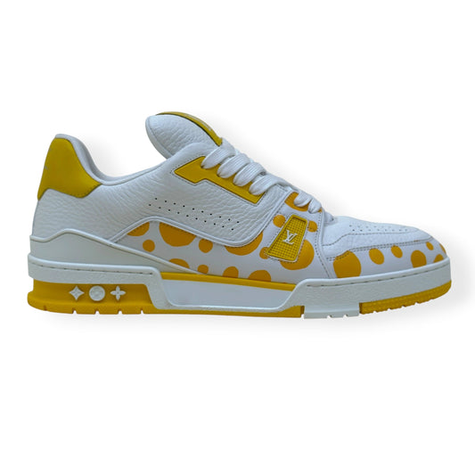LOUIS VUITTON X YAYOI KUSAMA LV TRAINER SNEAKER WHITE / YELLOW UK8 | UK 8, White