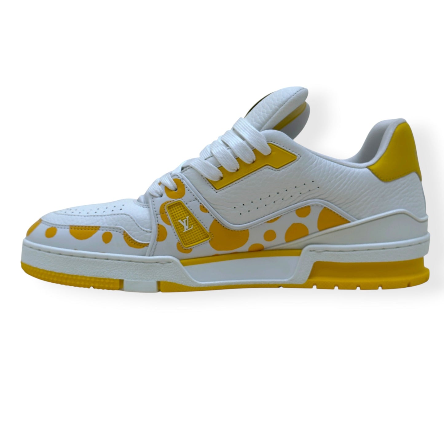 LOUIS VUITTON X YAYOI KUSAMA LV TRAINER SNEAKER WHITE / YELLOW UK8 | UK 8, White