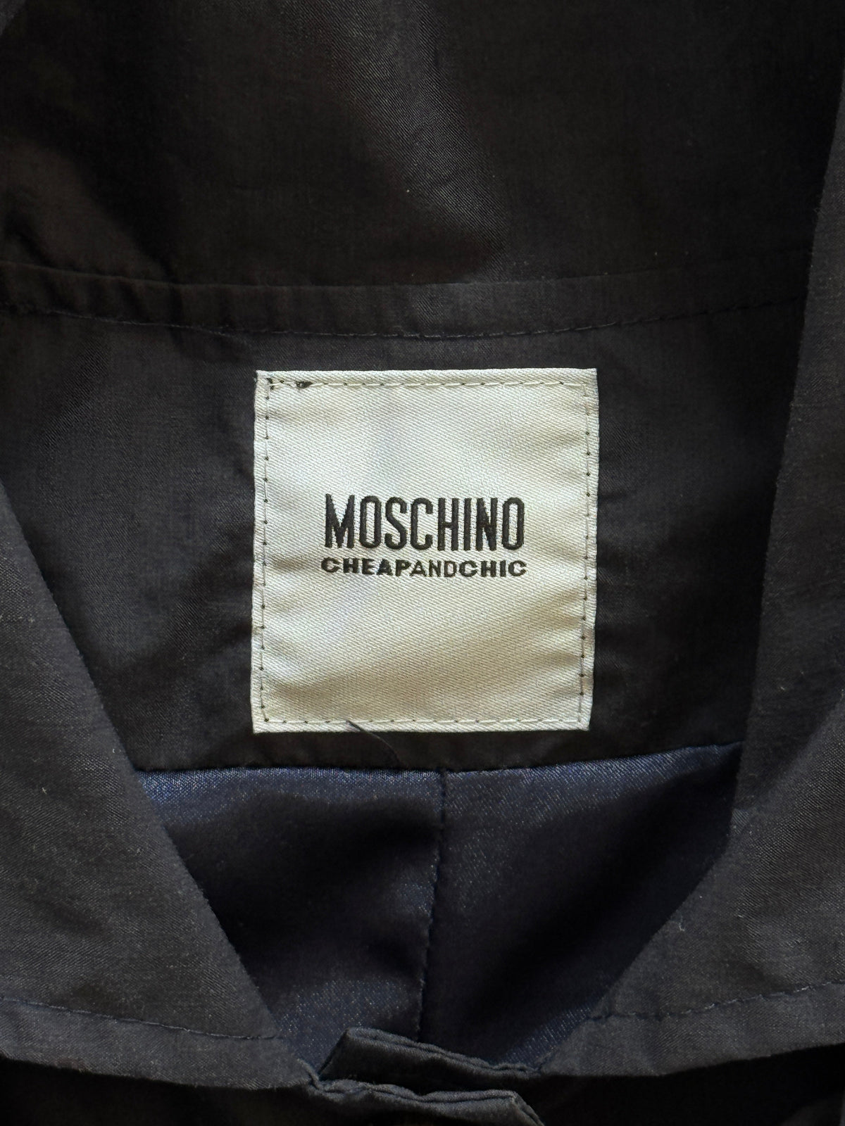 Moschino Cheap and Chic Navy Trench Coat | SMALL, Multicoloured