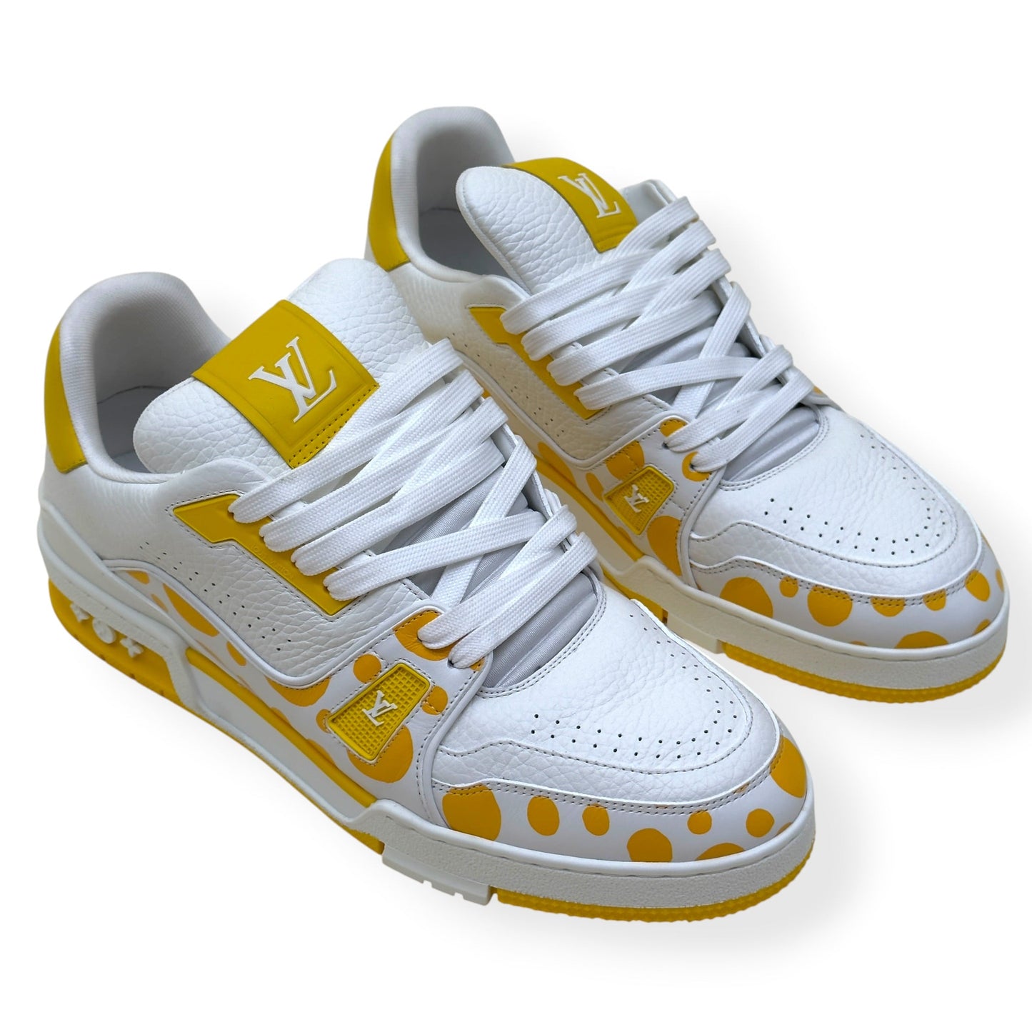 LOUIS VUITTON X YAYOI KUSAMA LV TRAINER SNEAKER WHITE / YELLOW UK8 | UK 8, White