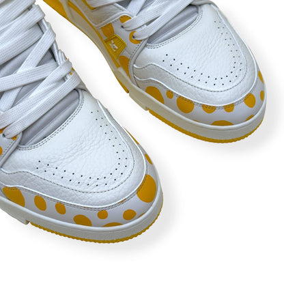 LOUIS VUITTON X YAYOI KUSAMA LV TRAINER SNEAKER WHITE / YELLOW UK8 | UK 8, White