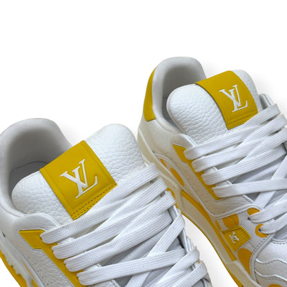 LOUIS VUITTON X YAYOI KUSAMA LV TRAINER SNEAKER WHITE / YELLOW UK8 | UK 8, White
