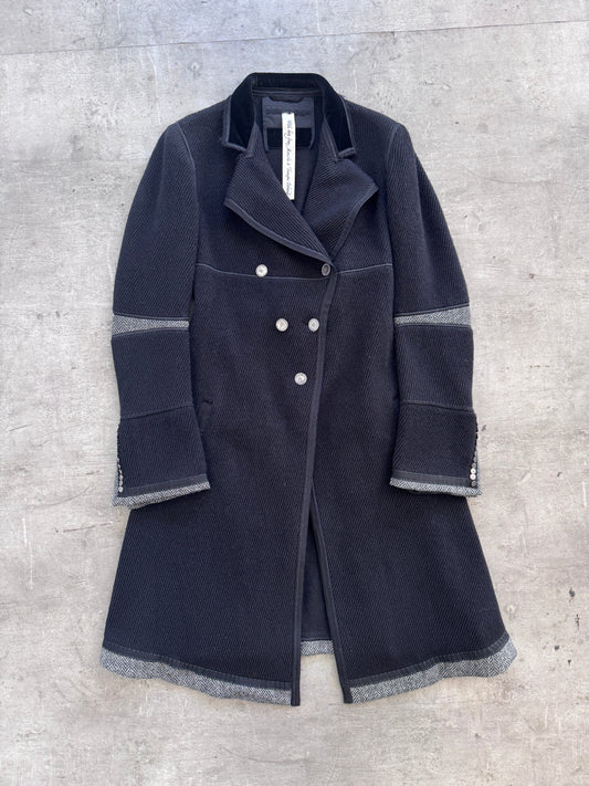 Marithé Francois Girbaud Wool Chevron Detailing Coat | SMALL, Multicoloured