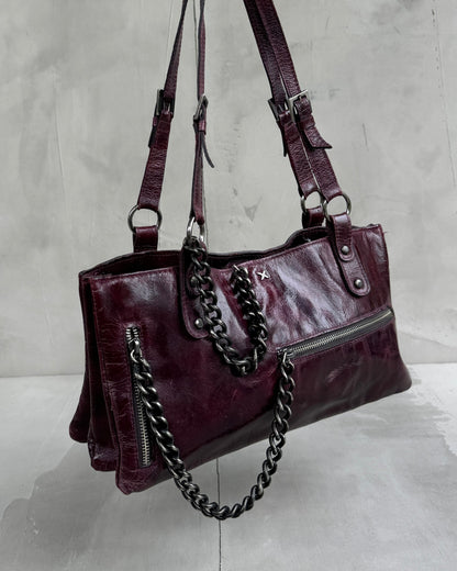 MUXART LEATHER & CHAIN BAG | O/S, Purple
