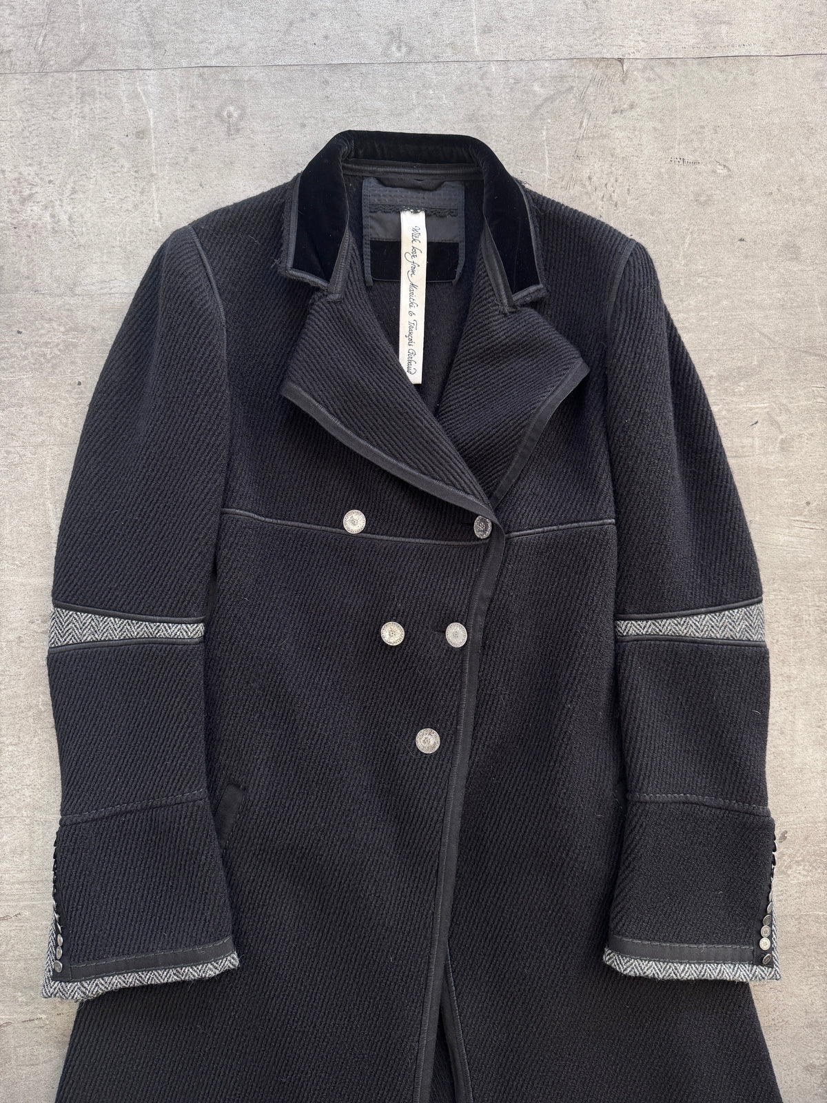 Marithé Francois Girbaud Wool Chevron Detailing Coat | SMALL, Multicoloured