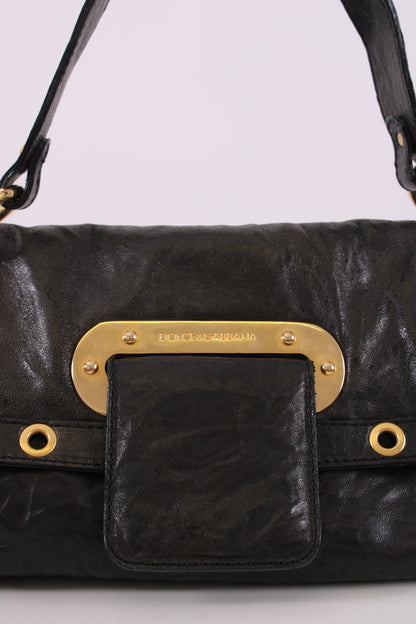 Dolce & Gabbana Leather shoulder bag gold detailing Black Small | O/S, Black