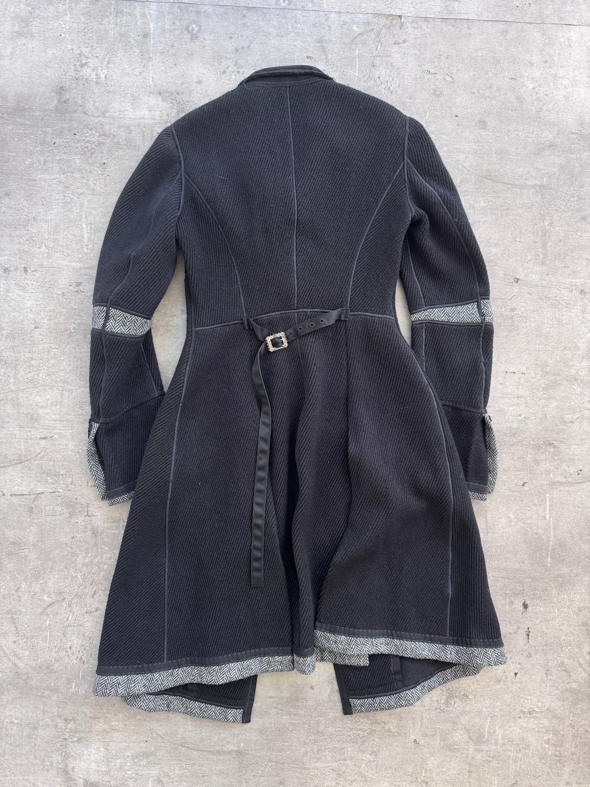 Marithé Francois Girbaud Wool Chevron Detailing Coat | SMALL, Multicoloured