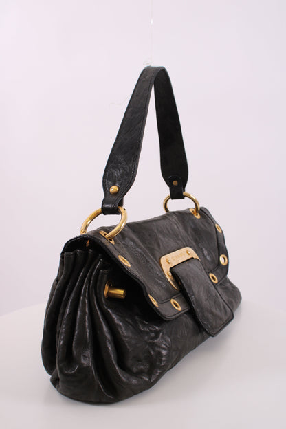 Dolce & Gabbana Leather shoulder bag gold detailing Black Small | O/S, Black