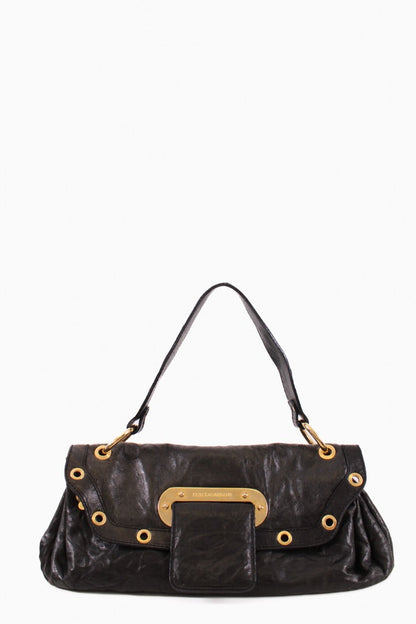 Dolce & Gabbana Leather shoulder bag gold detailing Black Small | O/S, Black
