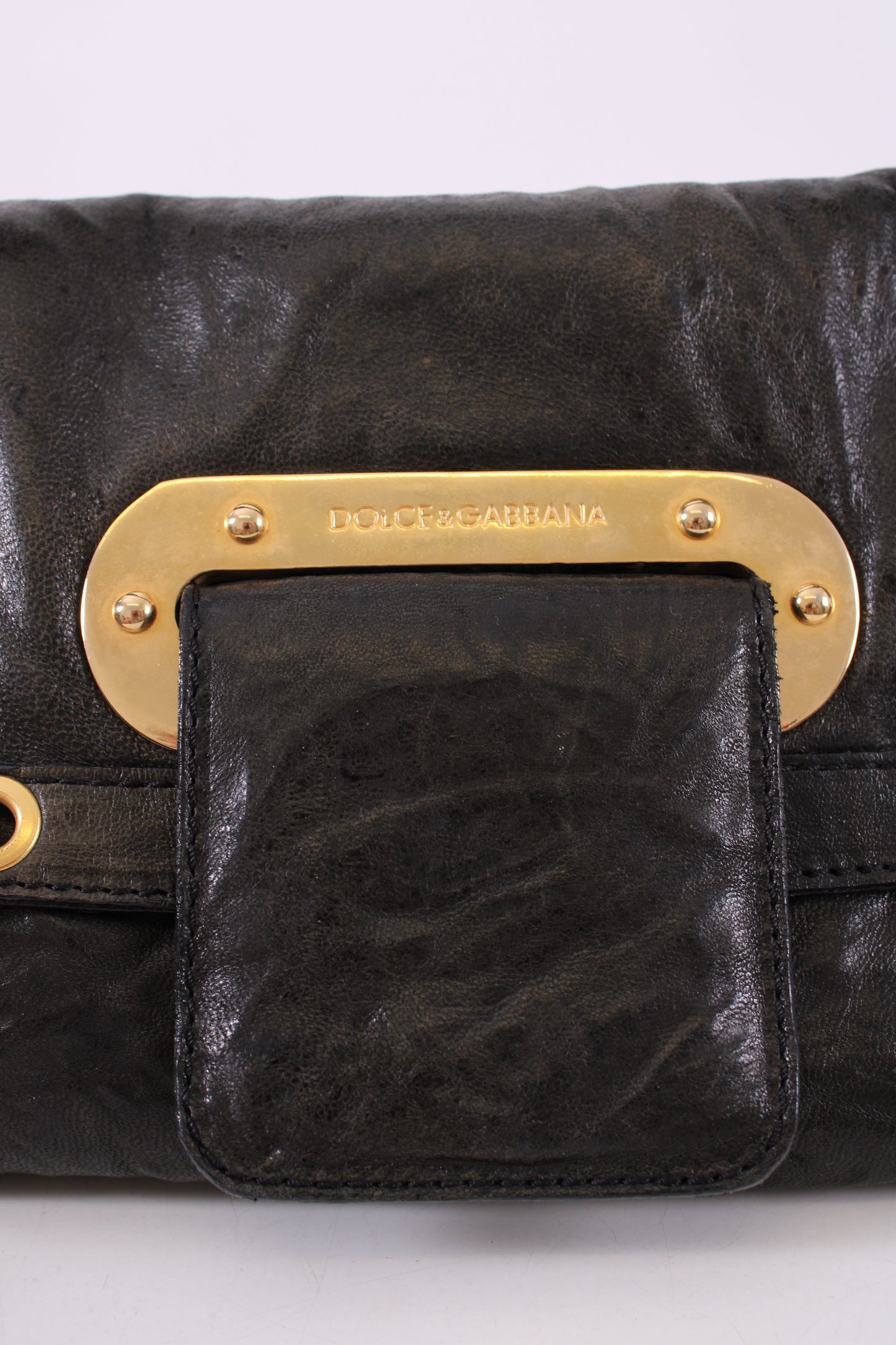 Dolce & Gabbana Leather shoulder bag gold detailing Black Small | O/S, Black
