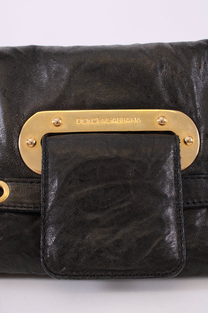 Dolce & Gabbana Leather shoulder bag gold detailing Black Small | O/S, Black