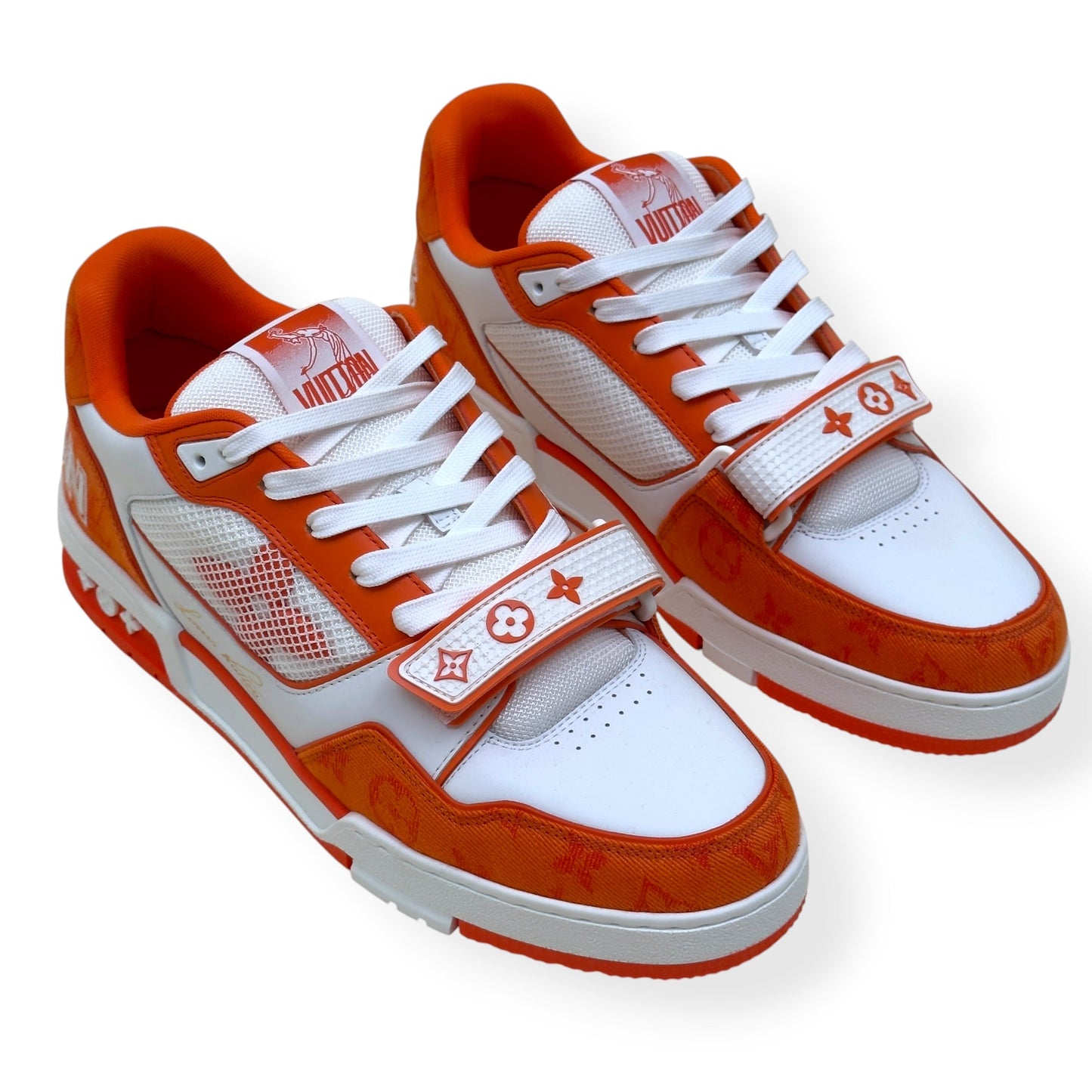 LOUIS VUITTON LV TRAINER MONOGRAM SNEAKER ORANGE / WHITE UK9 | UK 9, Orange