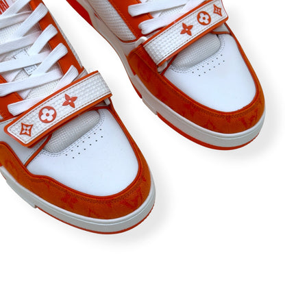 LOUIS VUITTON LV TRAINER MONOGRAM SNEAKER ORANGE / WHITE UK9 | UK 9, Orange