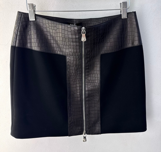 Versus Versace Faux Leather Croc Embossed Skirt Black 8 | O/S, Black