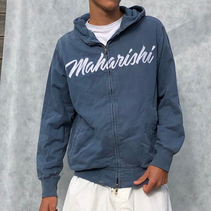 Maharishi Spell-out Zip-Up Hoodie | Default Title, Blue