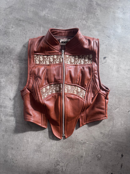 VT Rework: Dior Canvas Detail Zip Up Leather Corset | Small, Multicoloured