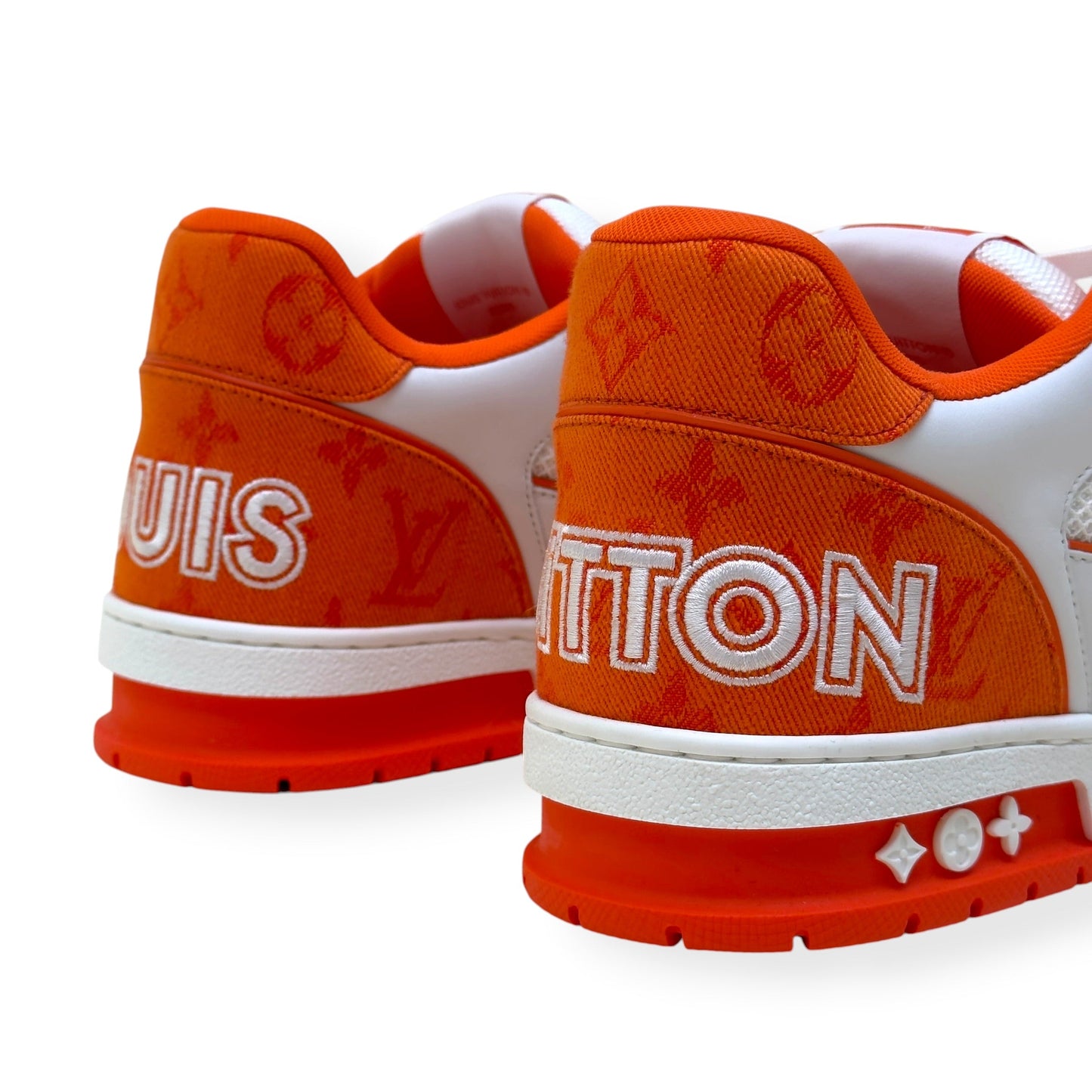 LOUIS VUITTON LV TRAINER MONOGRAM SNEAKER ORANGE / WHITE UK9 | UK 9, Orange