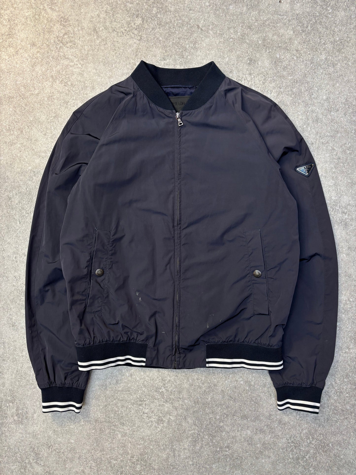 Prada Logo Nylon Bomber Jacket