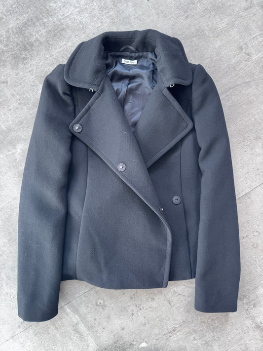 Miu Miu Asymetric Button Up Peacoat | SMALL, Multicoloured