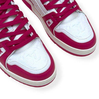 LOUIS VUITTON LV TRAINER MONOGRAM EMBOSSED SNEAKER PINK / WHITE UK9 | UK 9, Pink