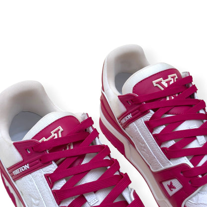LOUIS VUITTON LV TRAINER MONOGRAM EMBOSSED SNEAKER PINK / WHITE UK9 | UK 9, Pink