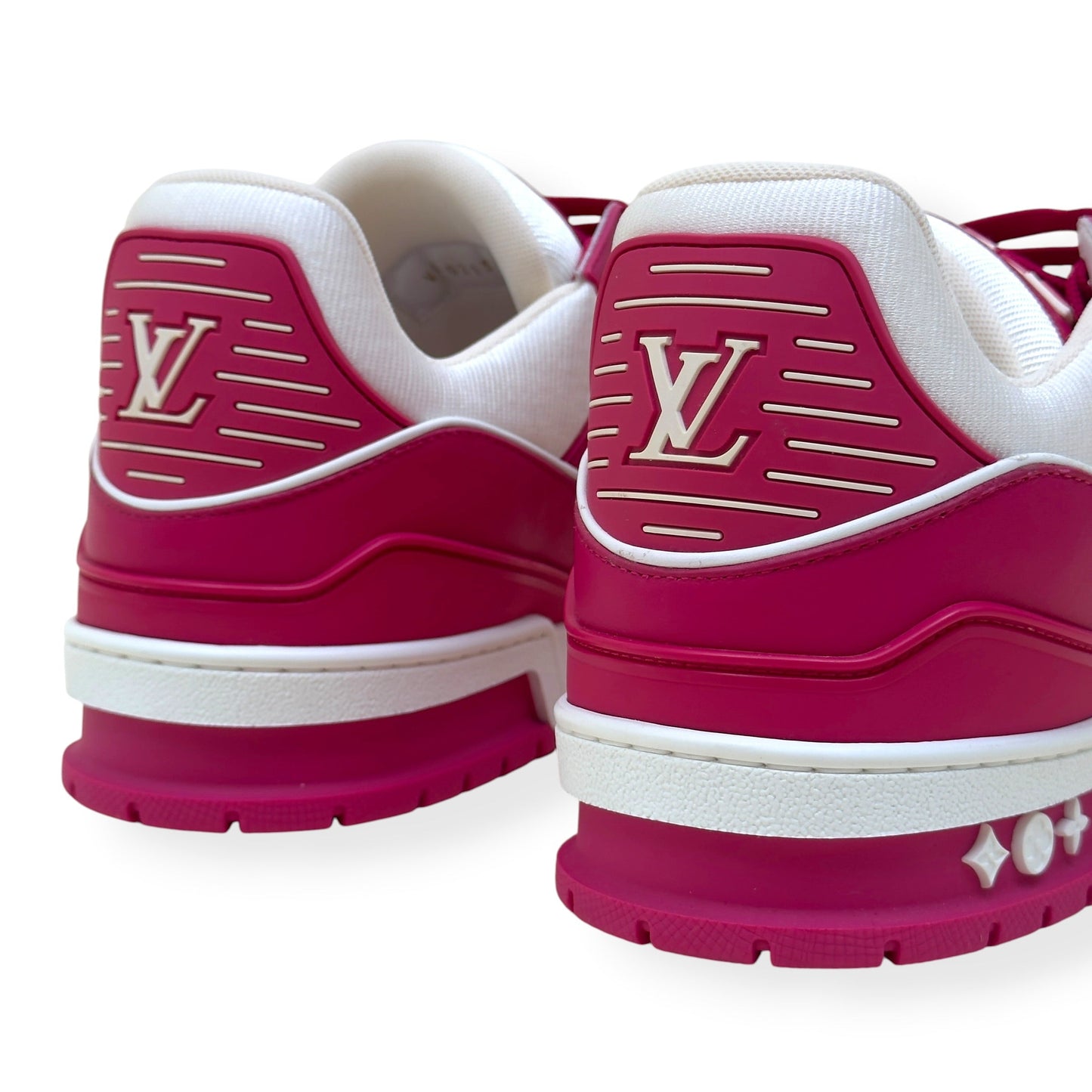 LOUIS VUITTON LV TRAINER MONOGRAM EMBOSSED SNEAKER PINK / WHITE UK9 | UK 9, Pink