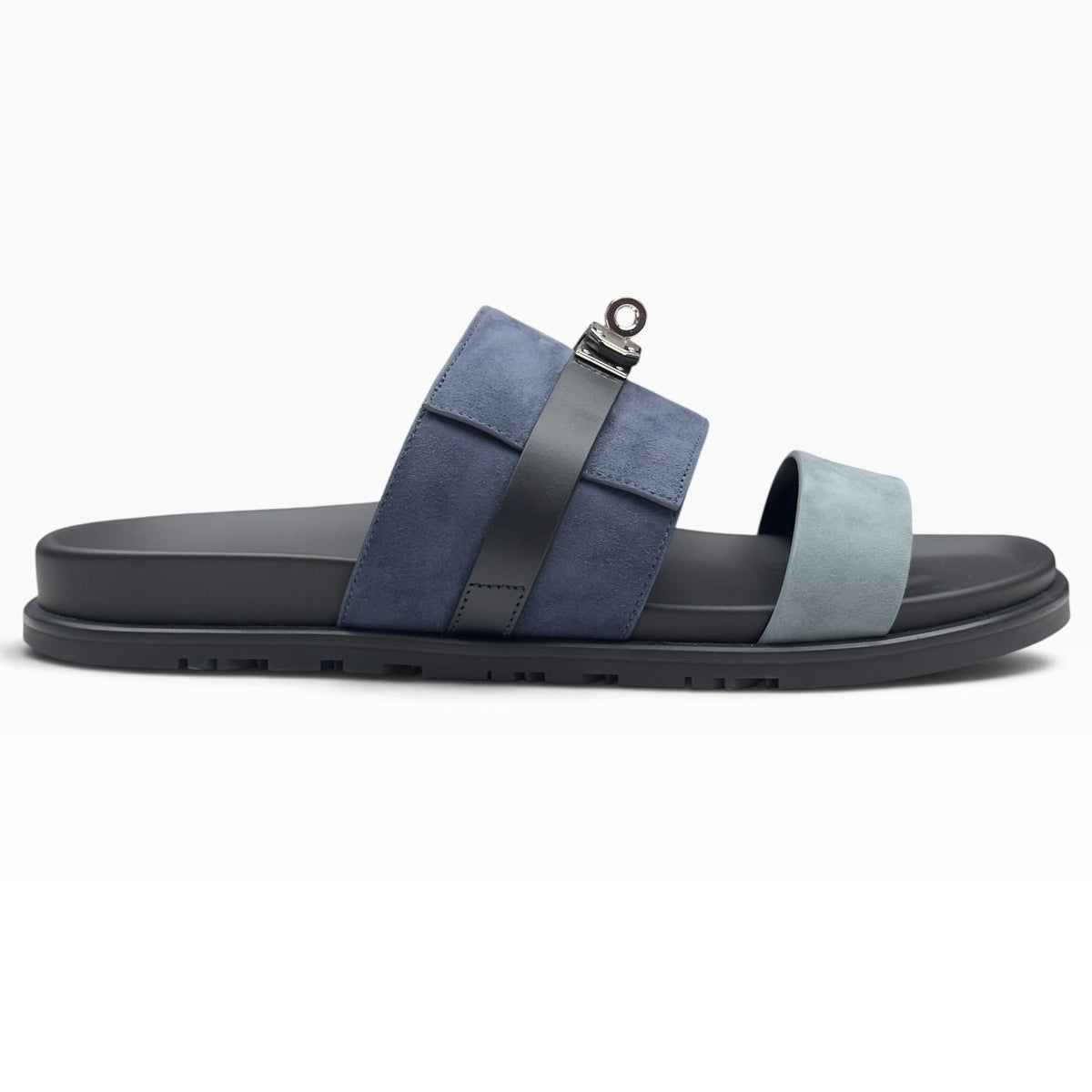 HERMES JACKSON SUEDE / LEATHER SANDALS NAVY BLEU / NOIR 44.5 / UK10.5 | UK 10.5, Navy